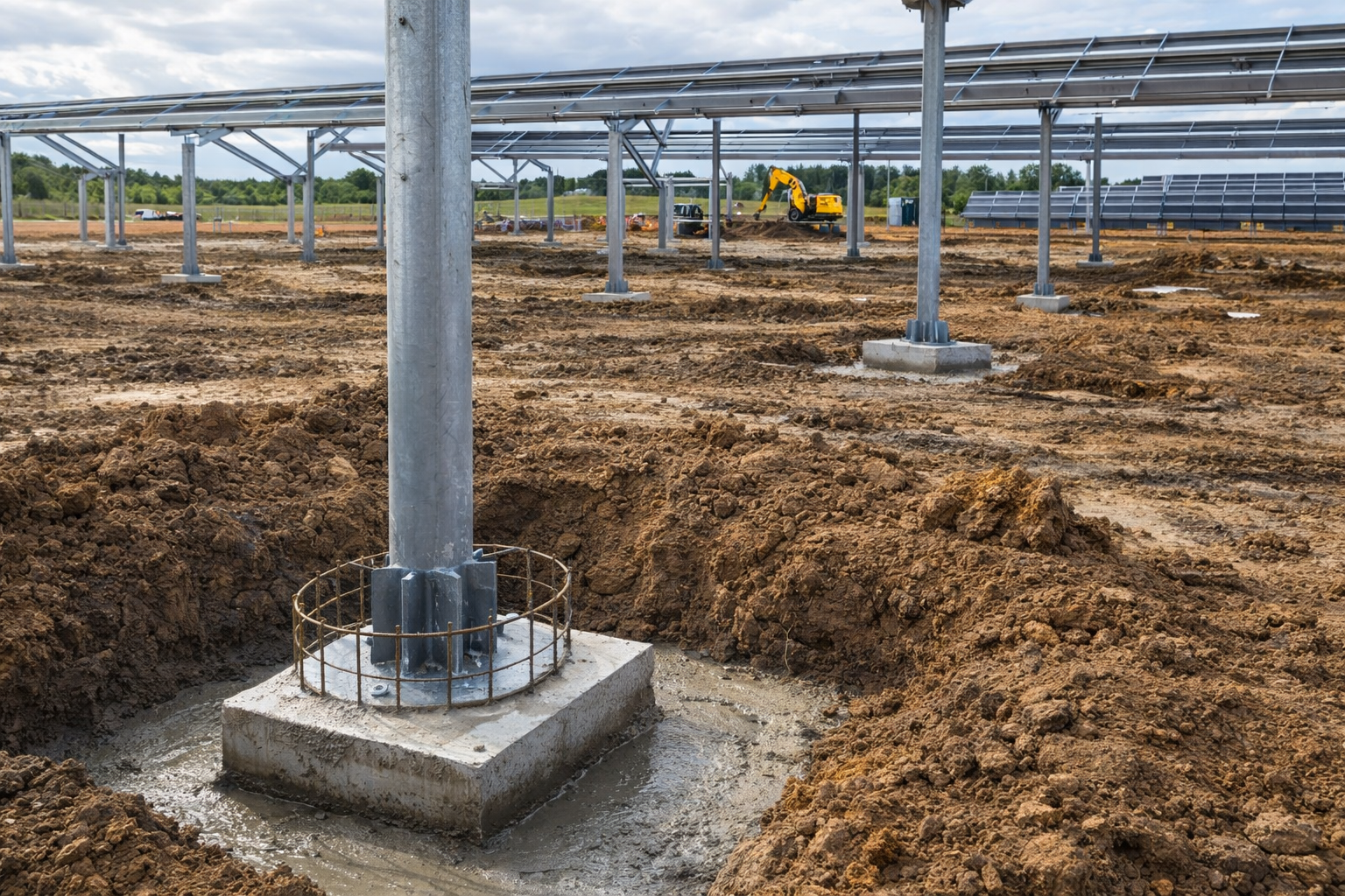 Ombrière photovoltaïque en phase exécution